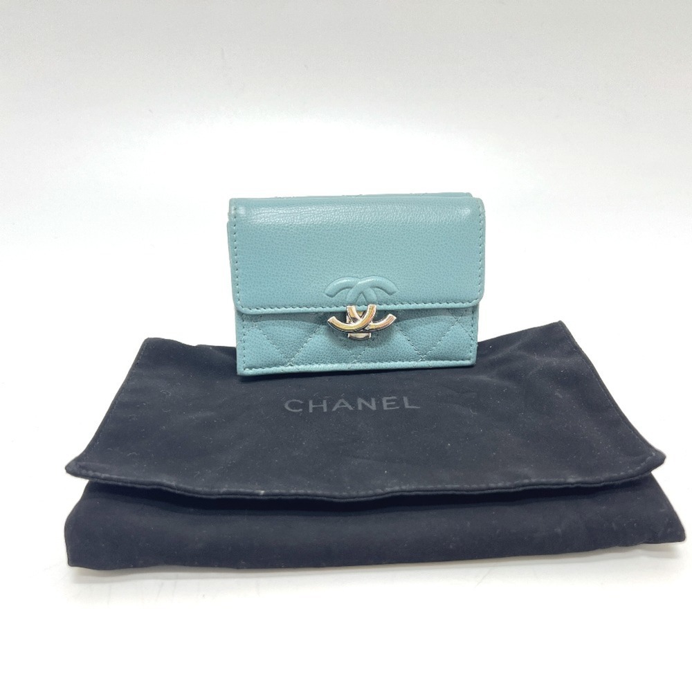 CHANEL Authentic Blue Leather Logo Wallet - Picture 13 of 13